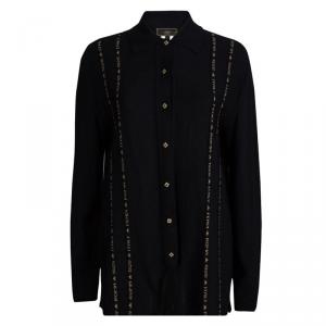 Pre Owned Fendi Black Merino Wool Vintage Button Front Cardigan S