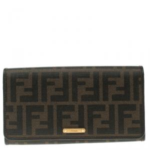 Pre Owned Fendi Tobacco Zucca Spalmati Continental Wallet  