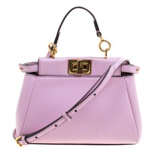 Pre Owned Fendi Pink Leather Micro Peekaboo Bag