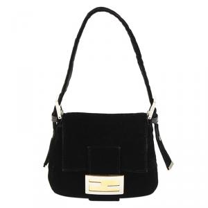 Pre Owned Fendi Black Suede Shoulder Bag