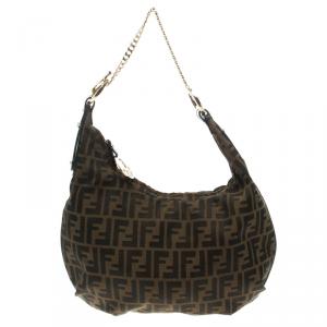 مملوكة مسبقًا Fendi Tobacco Zucca Canvas Large Chef Chain Hobo