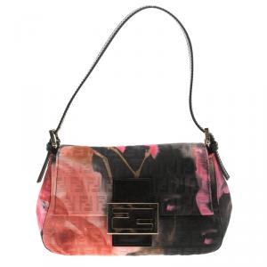 Pre Owned Fendi Floral Print Zucchino Fabric Mini Mama Baguette Bag