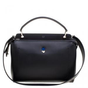 Pre Owned Fendi Black Leather Dotcom Top Handle Bag