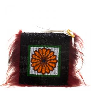 Pre Owned Fendi Multicolor Snakeskin and Fox Fur Daisy Beaded Crossbody Bag