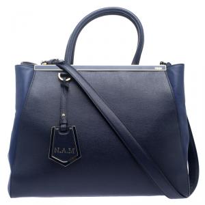 Pre Owned Fendi Blue Saffiano Leather 2Jours Tote