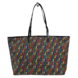 Pre Owned Fendi Multicolor Zucchino Coated Canvas Roll Tote