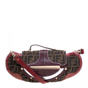 Pre Owned Fendi Multicolor Zucca Canvas and Leather Vanity Shoulder Bag