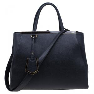 مملوكة مسبقًا Fendi Black Saffiano Leather 2Jours Tote