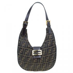 Pre Owned Fendi Brown Zucca Hobo Shoulder Bag