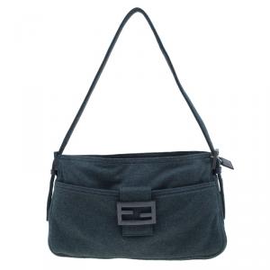 Fendi Grey Felt Baguette Shoulder Bag