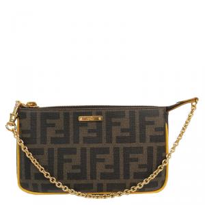 Pre Owned Fendi Tobacco Zucca Canvas Mini Pochette Bag