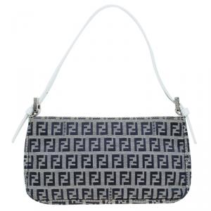Pre Owned Fendi Dark Blue Zucchino Canvas Pochette