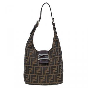 Pre Owned Fendi Tobacco Zucca Canvas Mia Hobo