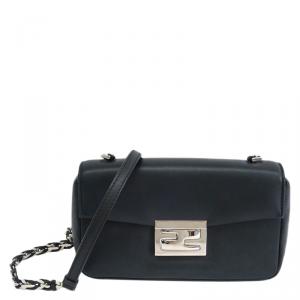 Pre Owned Fendi Black Nappa Leather Mini Be Baguette Crossbody Bag