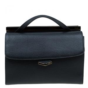 Pre Owned Fendi Black Calfskin Leather Demi Jour Top Handle Bag