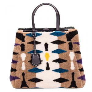 Pre Owned Fendi Multicolor Shearling Large 2Jours Tote