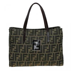 Pre Owned Fendi Tobacco Zucca Canvas Shopper Tote