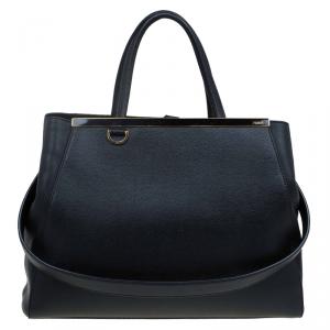 Pre Owned Fendi Black Saffiano Leather 2Jours Tote