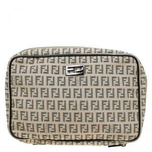 مملوكة مسبقًا Fendi Beige Zucchino Canvas Cosmetic Pouch