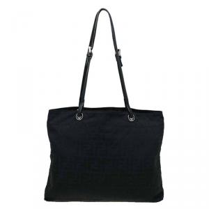Pre Owned Fendi Black Zucca Canvas Tote
