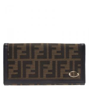 Pre Owned Fendi Brown Zucca Canvas Continental Wallet
