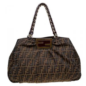 Pre Owned Fendi Tobacco/Brown Zucca Canvas Large Mia Tote