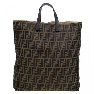 Pre Owned Fendi Tobacco Zucca Canvas Shopping Tote