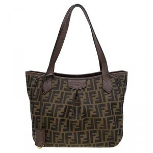 Pre Owned Fendi Tobacco Zucca Canvas Jacquard Grande Shopping Tote