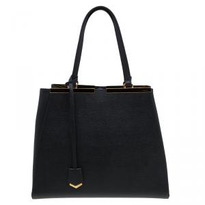 Pre Owned Fendi Black Saffiano Leather 2Jours Tote