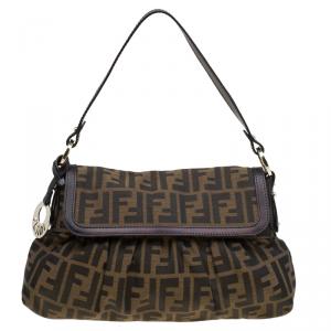 Pre Owned Fendi Tobacco Zucca Canvas Small Chef Shoulder Bag