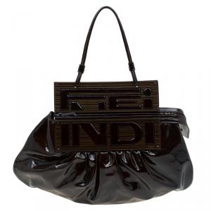 Pre Owned Fendi Tobacco Patent Leather To You Convertible Clutch Bag