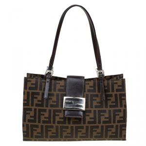 Pre Owned Fendi Tobacco Canvas Shoulder Tote