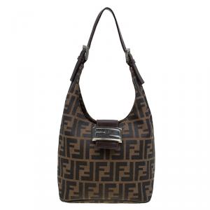 Pre Owned Fendi Tobacco Zucca Canvas Hobo