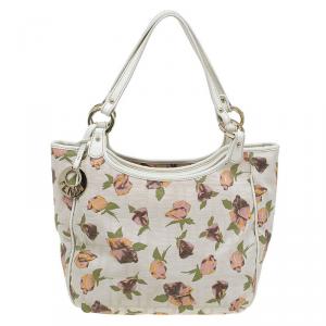Pre Owned Fendi Beige Zucca Rose Print Canvas Chef Shopper Tote