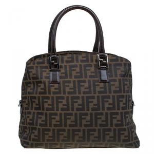 Pre Owned Fendi Tobacco Zucca Canvas Tote