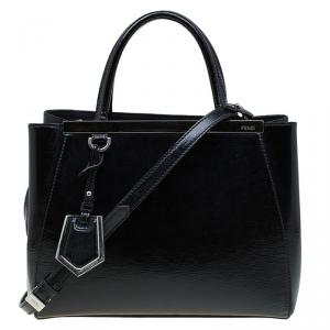 Pre Owned Fendi Black Saffiano Leather Small 2Jours Tote
