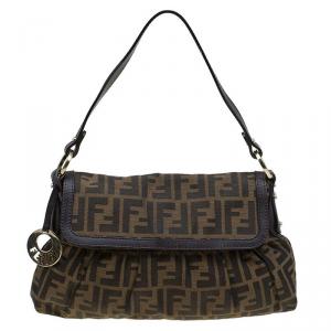 Pre Owned Fendi Tobacco Zucca Canvas Small Chef Shoulder Bag