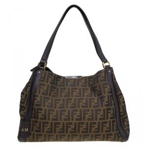 Pre Owned Fendi Tobacco Zucca Canvas Shopping Tote