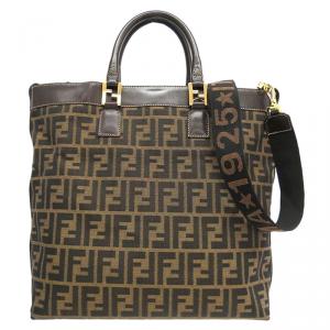 Pre Owned Fendi Tobacco Zucca Canvas/Leather Tote