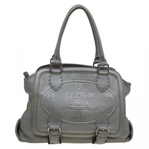 Pre Owned Fendi Grey Selleria Leather Tote