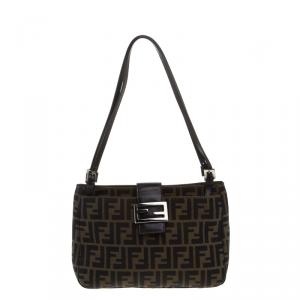 Pre Owned Fendi Tobacco Zucca Canvas Bauletto Hobo