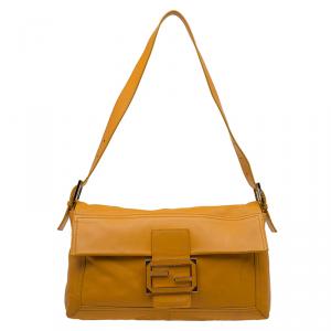 Fendi Tan Leather Large Convertible Baguette Shoulder Bag