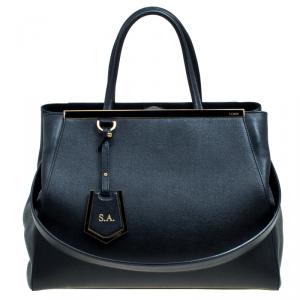 Pre Owned Fendi Black Saffiano Leather 2Jours Tote