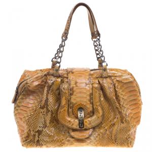 Pre Owned Fendi Yellow Python B Bag