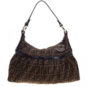 Pre Owned Fendi Tobacco Zucca Canvas Chef Shoulder Bag