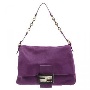 Pre Owned Fendi Purple Iridescent Leather Mama Forever Shoulder Bag