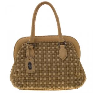 Pre Owned Fendi Beige Woven Rope Paglia Satchel