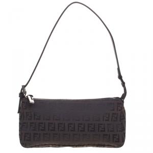 Pre Owned Fendi Dark Brown Zucchino Canvas Pochette
