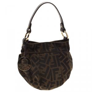Pre Owned Fendi Tobacco Zucca Canvas Mini Chef Bag