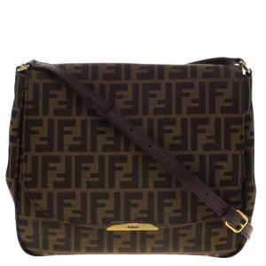 Pre Owned Fendi Tobacco Zucca Canvas Crossbody Bag